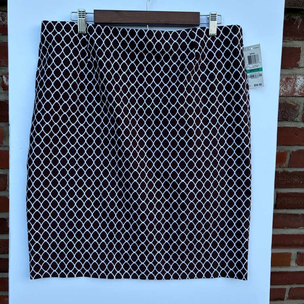 Charter Club Petite Pencil Skirt 16P Rich Truffle Brown Lattice Print 45704RF143